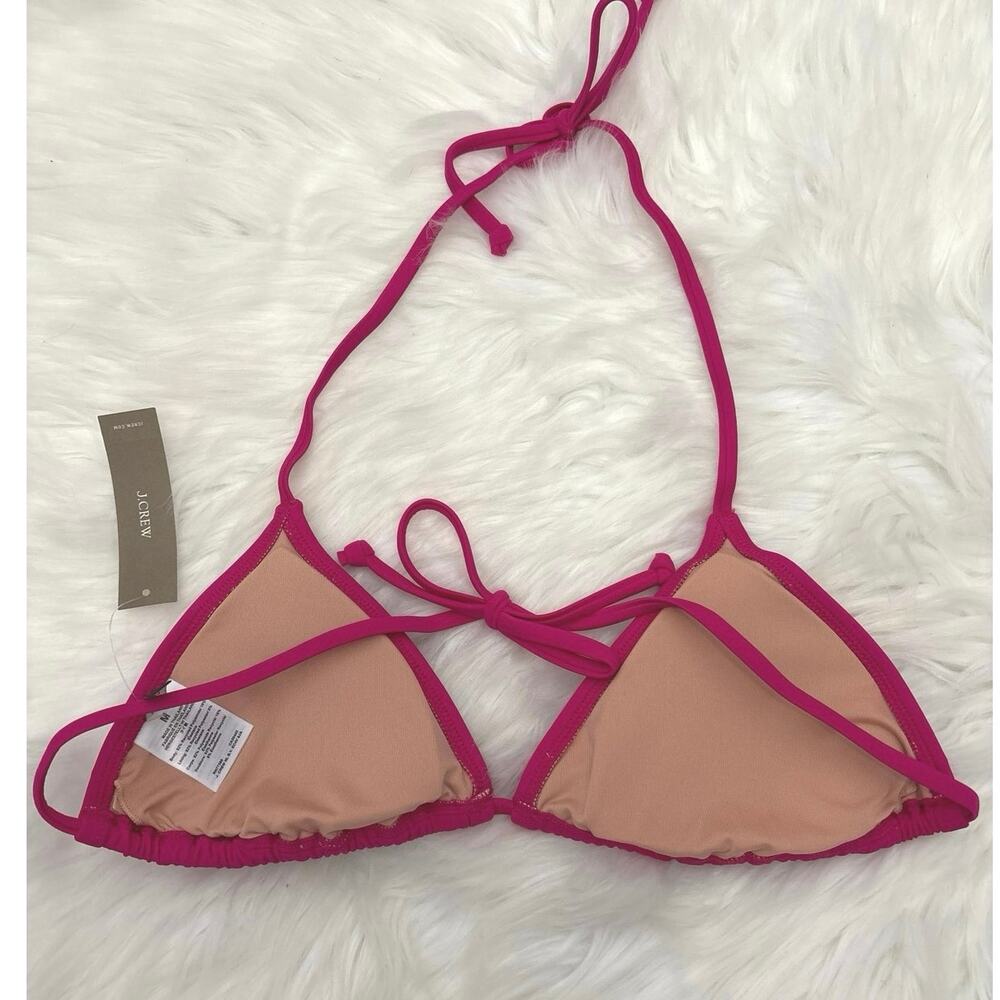J. Crew NWT Heritage Triangle Bikini Top Radiant Fuschia Size Medium - Picture 4 of 7